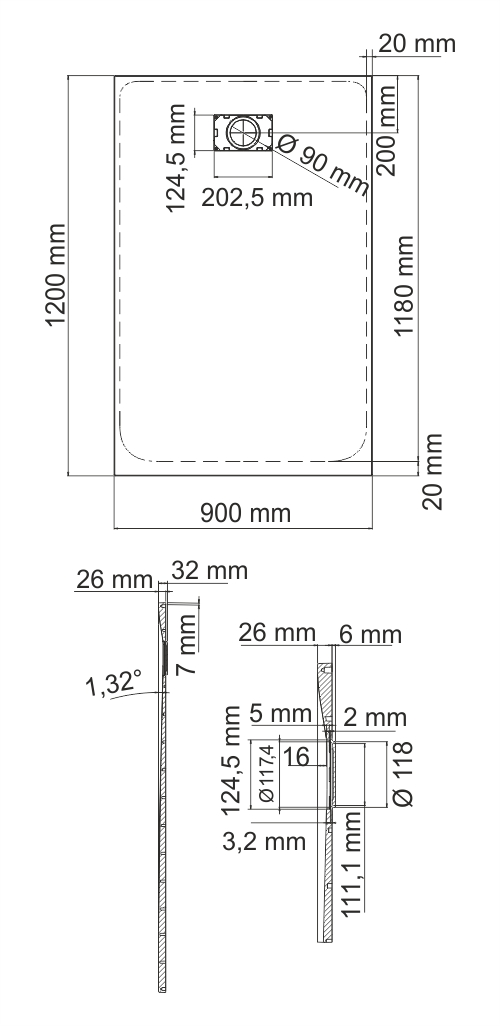 Душевой поддон (120х90) WasserKRAFT Main 41T07