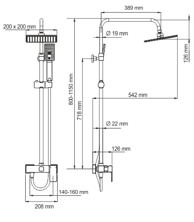 Душевая система WasserKRAFT A17702