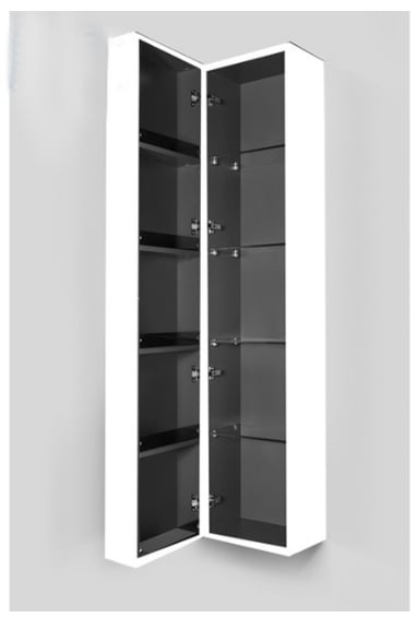 M70ACHL0356WG Spirit V2.0, шкаф-колонна, подвесной, левый, 35 см, фасад с полочками, push-to-open, ц