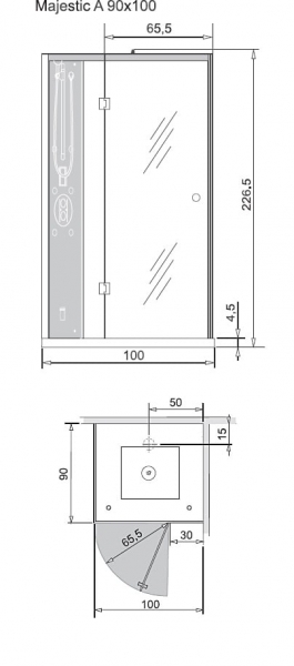 Душевая кабина RIHO MAJESTIC  100x90 PROF R CA071025213C000