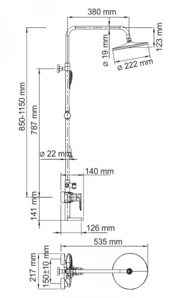 Душевая система с изливом WasserKRAFT A16601