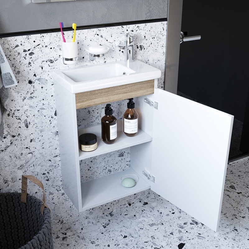 Тумба с раковиной со смесителем и аксессуарами AM.PM X-Joy 45 BK85FG