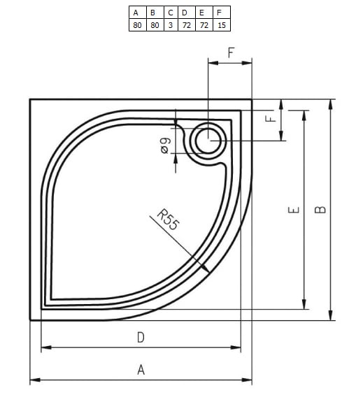 Душевой поддон RIHO KOLPING DB10 80x80x3 D004001005