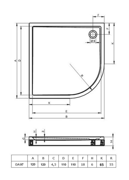 Душевой поддон RIHO ZURICH 288 Акриловый 120X120x4,5 D001024005