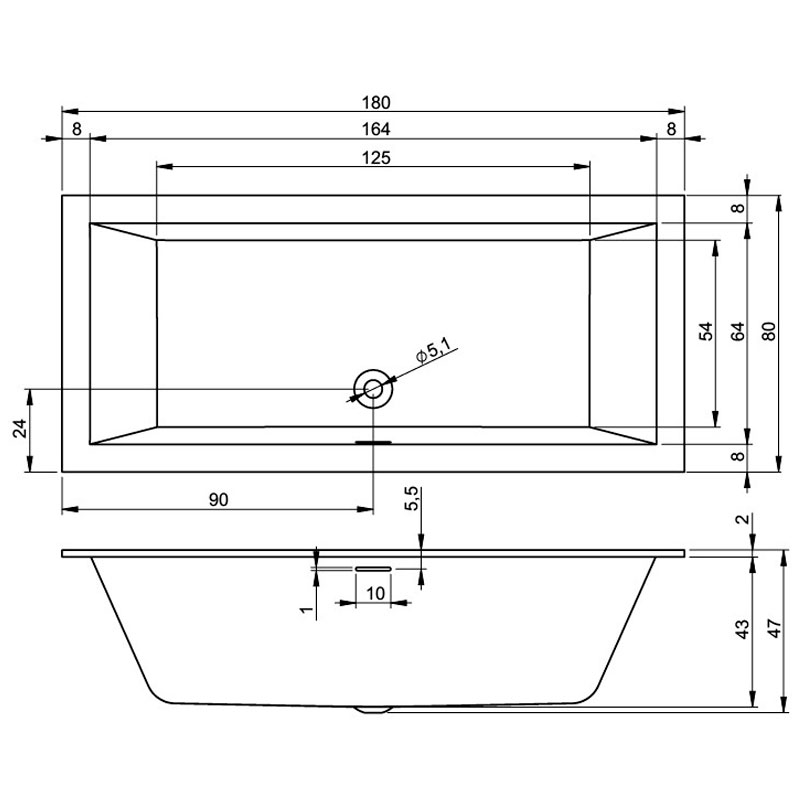 Акриловая ванна Riho Rethink Cubic Plug and Play Riho Fall (180x80) (R) B106022005