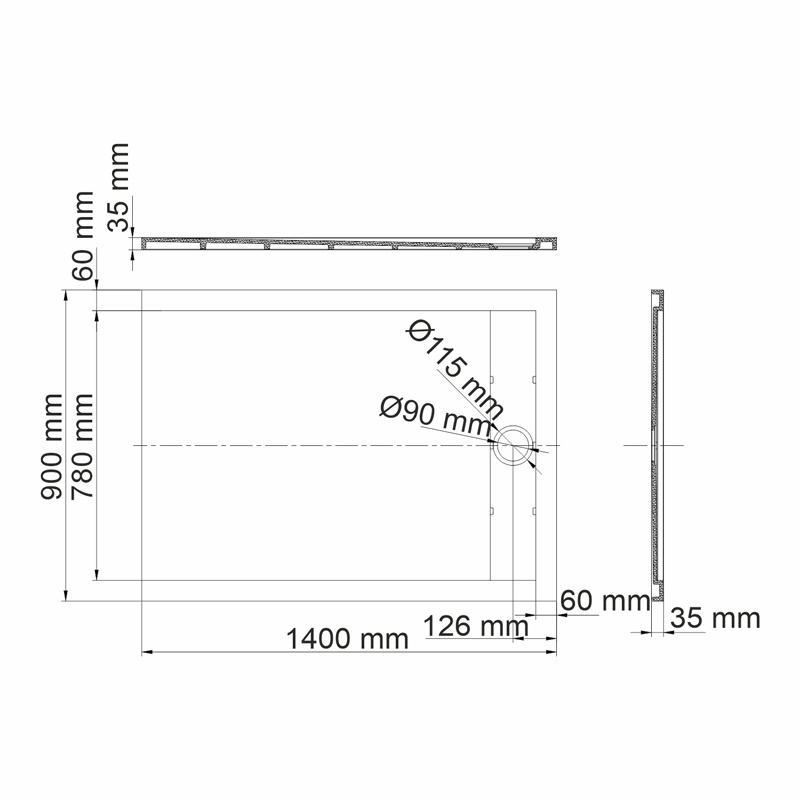 Душевой поддон (140х90) WasserKRAFT Wiese 84T36