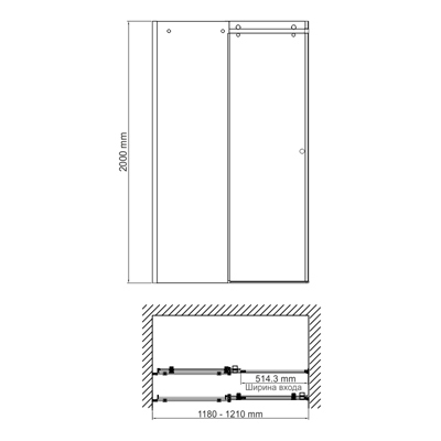 Душевая дверь (120х200) WasserKRAFT Vils 56R05