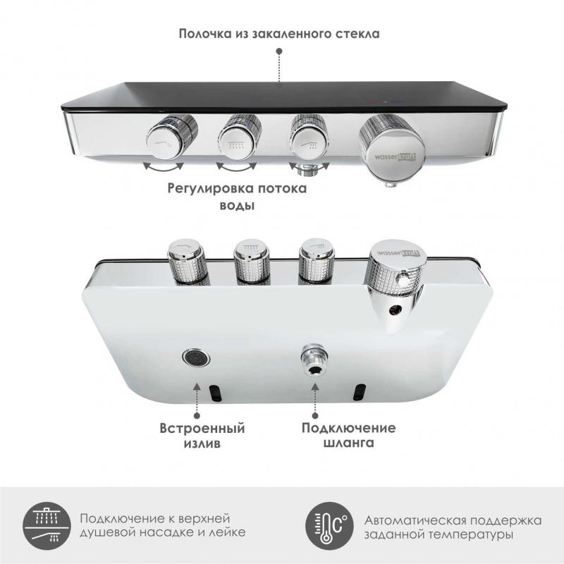 Термостатический смеситель для ванны WasserKRAFT Elbe 7499 Thermo