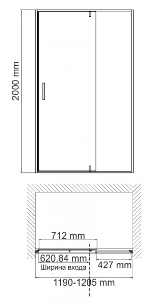 Душевая дверь (120х200) WasserKRAFT Elbe 74P05