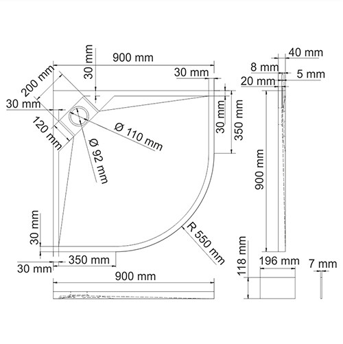 Душевой поддон (90х90) WasserKRAFT Alme 15T01