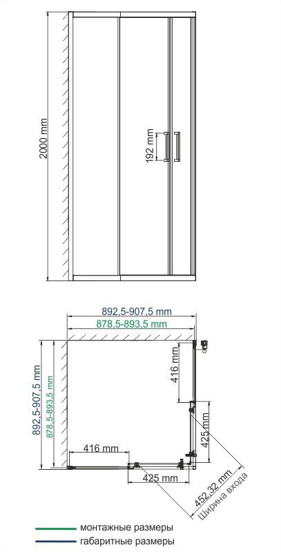 Душевой уголок (90х90) WasserKRAFT Dill 61S03