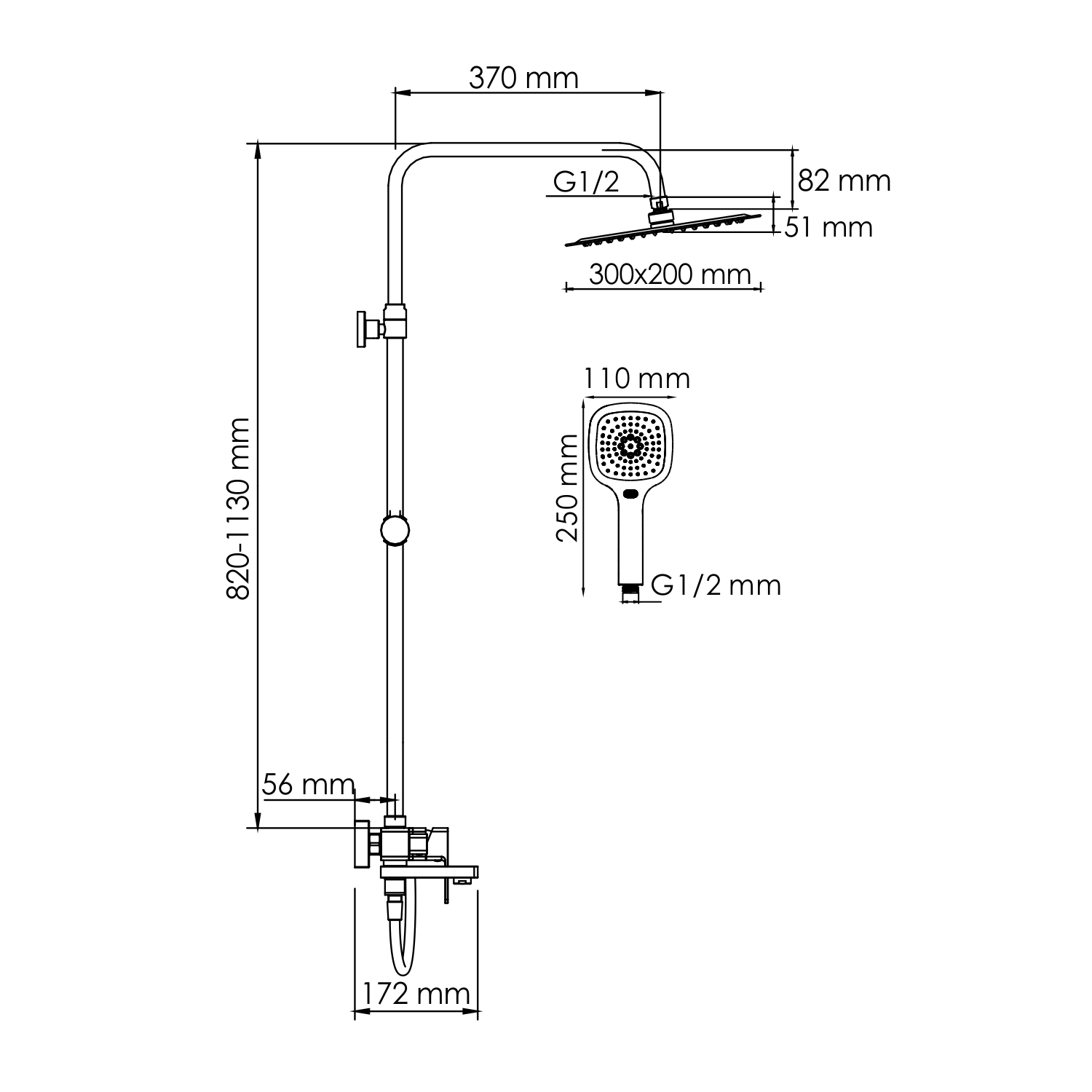 Душевая система WasserKRAFT A177.069.065.087.CH