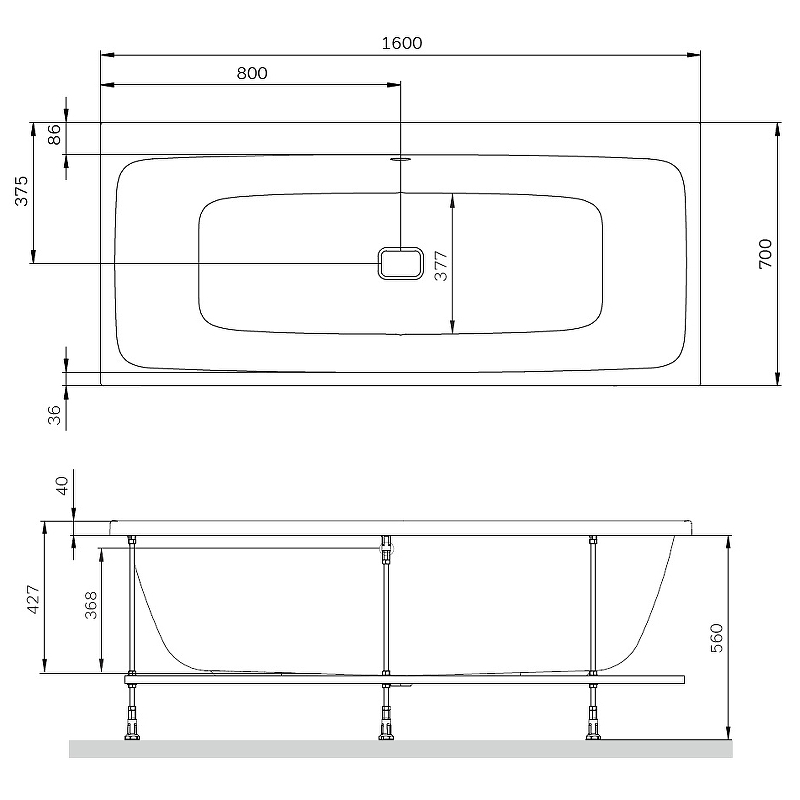 Акриловая ванна AM.PM Func (160х70) W84A-160-070W-A