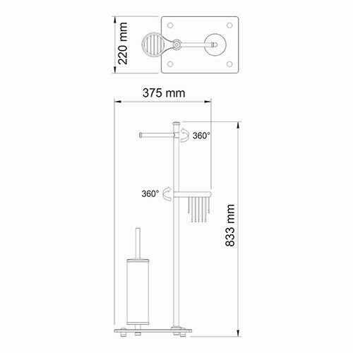 Туалетный ершик комбинированный напольный WasserKRAFT K-1264BLACK
