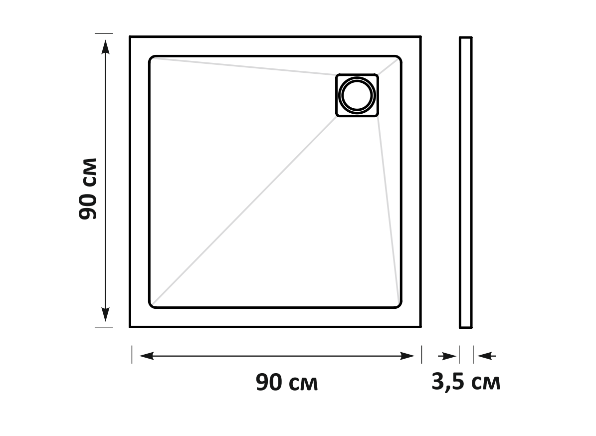 Душевой поддон из литьевого мрамора Taliente 90x90 PTA-ST-90Wstone