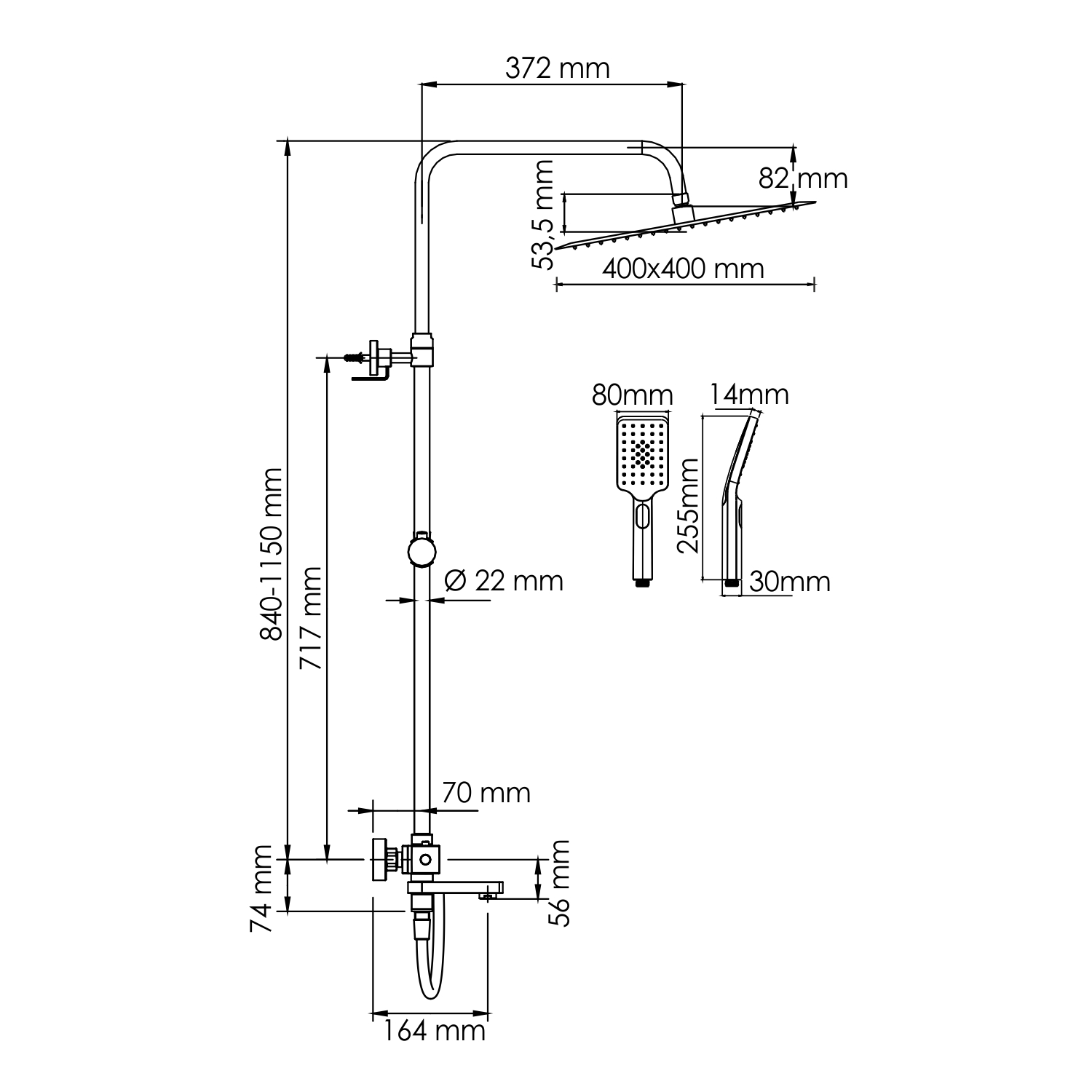 Душевая система WasserKRAFT A199.119.103.087.CH Thermo