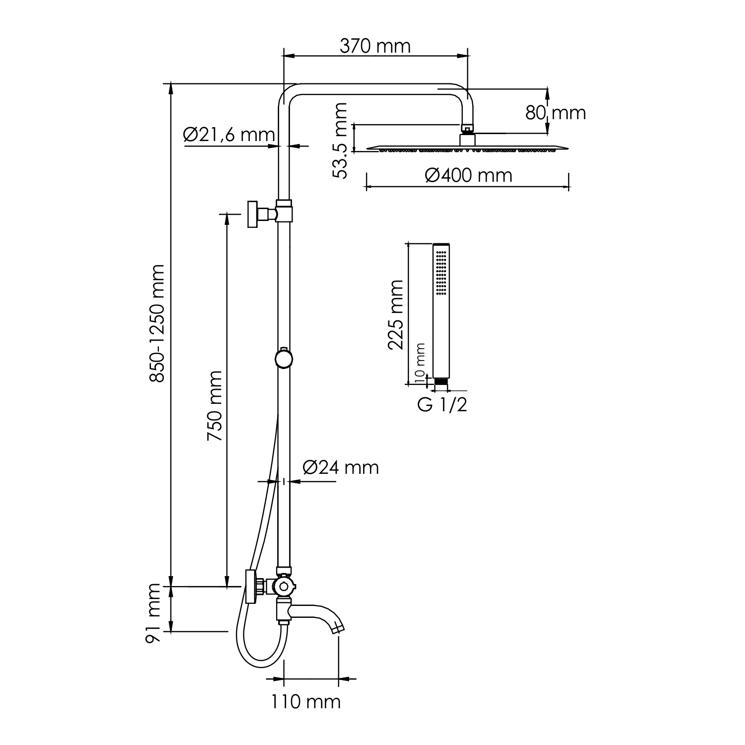 Душевая система WasserKRAFT A188.117.137.087.CH Thermo