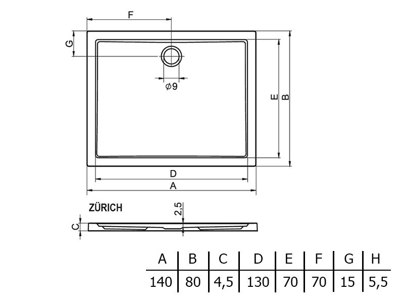 Душевой поддон Riho Zurich D001004005