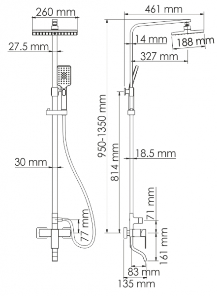 Душевая система с изливом WasserKRAFT A16501