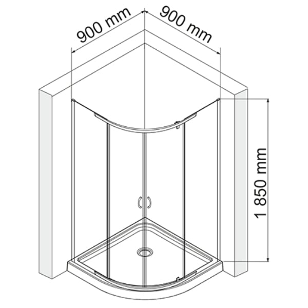 Душевой уголок сектор 900*900*1850 WasserKRAFT Leine 35P01