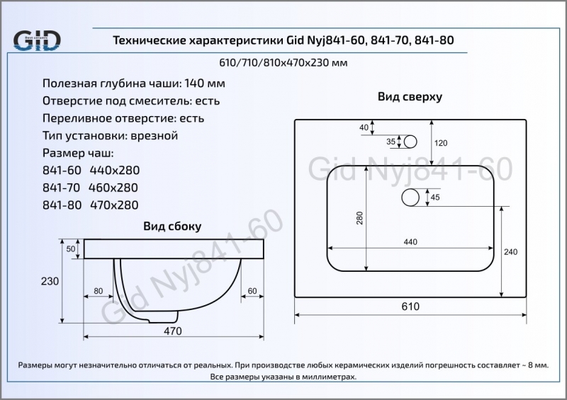 Раковина GID 71131