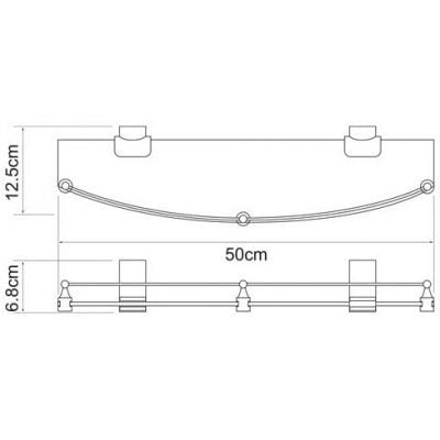 Полка стеклянная с бортиком WasserKRAFT Leine K-5044WHITE