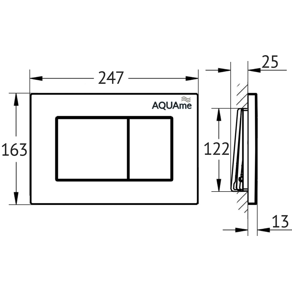Клавиша смыва AQUAme AQM4102S сталь
