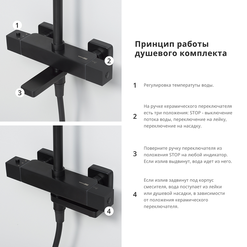 Душевая система с изливом WasserKRAFT A29901 Thermo