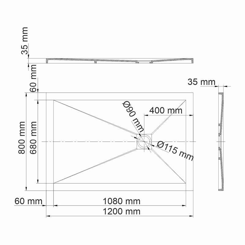 Душевой поддон (120х80) WasserKRAFT Aller 10T06