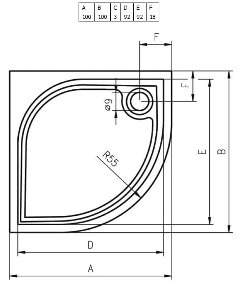 Душевой поддон RIHO KOLPING DB18 100x100x3 D004003005