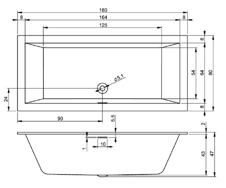 Акриловая ванна Riho Rething Cubic (180x80) B106001005