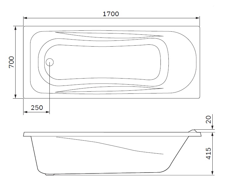 Ванна акриловая (170x70) Am.Pm Sense W76A-170-070W-A