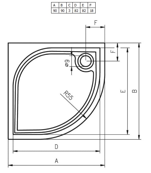 Душевой поддон RIHO KOLPING DB14 90x90x3 D004002005