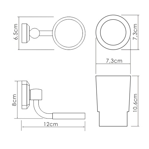 Стакан для зубных щеток одинарный Wasserkraft K-28128 SET1493