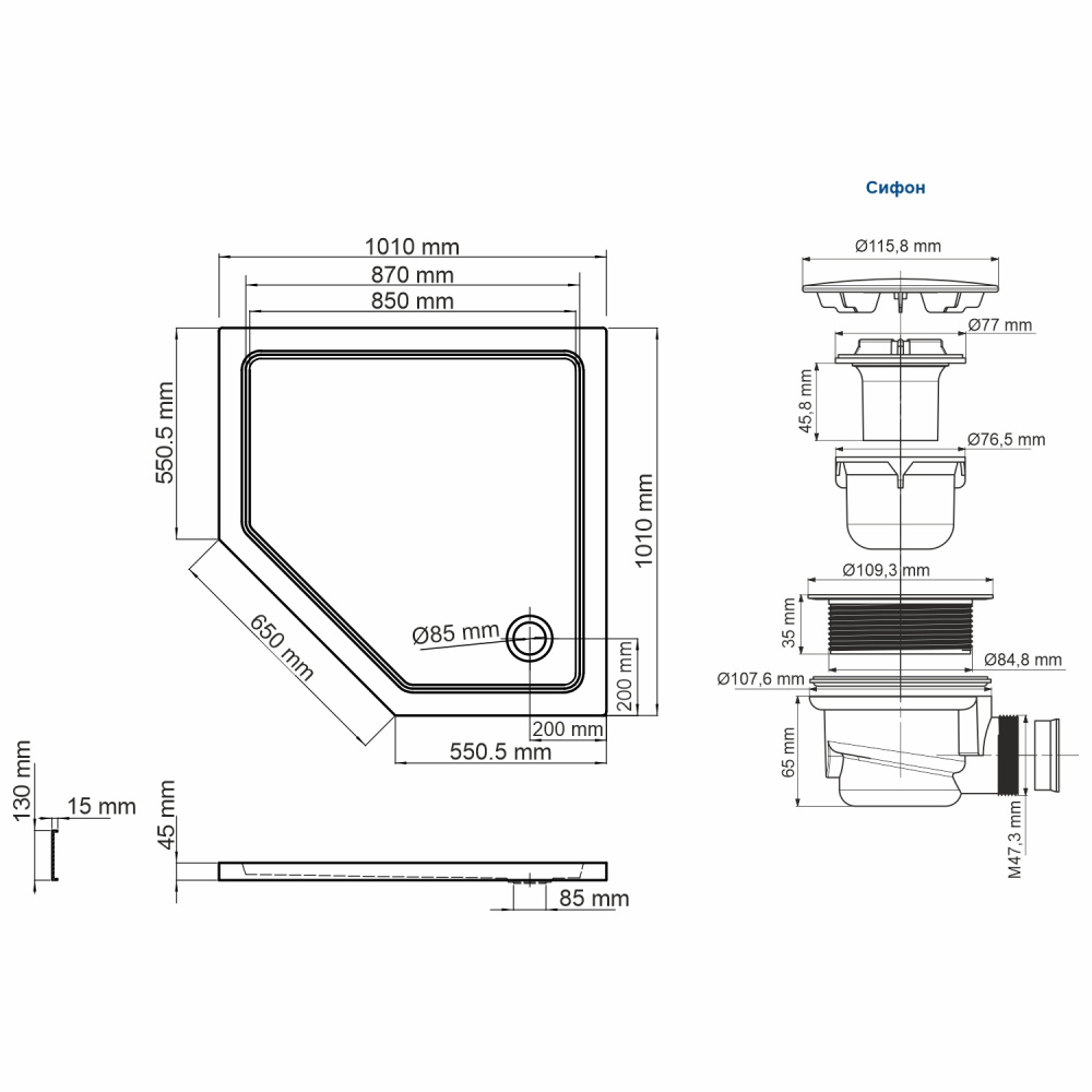 Душевой поддон (100х100) WasserKRAFT Isen 26T38