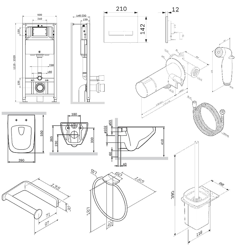 Комплект унитаза с инсталляцией и аксессуарами AM.PM Inspire V2.0 CK50GG