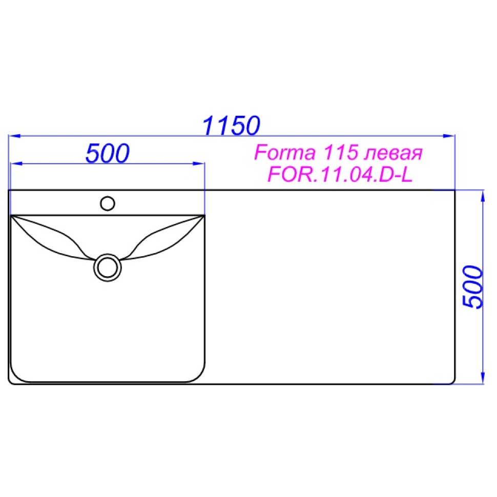 Раковины (115х50) Aqwella Forma 115 слева FOR.11.04.D-L