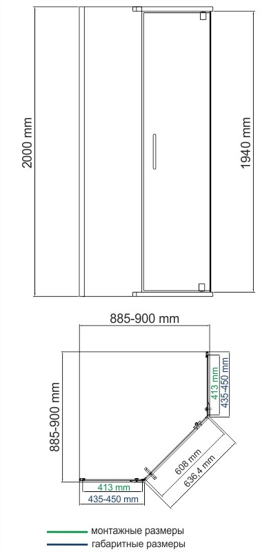 Душевой уголок (90х90) WasserKRAFT Leine 35P11