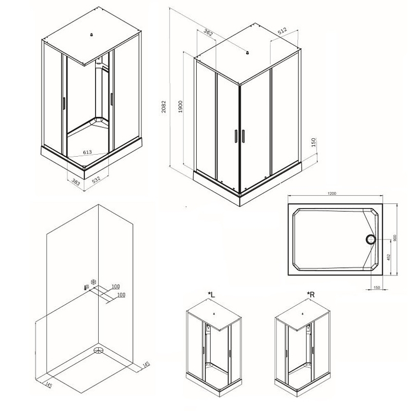 Душевая кабина AM.PM Gem 120х90 W90C-404-12090MT