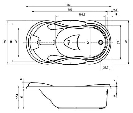 Ванна акриловая RIHO DAPHNE 182x94 BZ4000500000000
