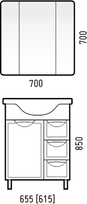 Зеркальный шкаф (70х70) Corozo Монро 70 SD-00000678