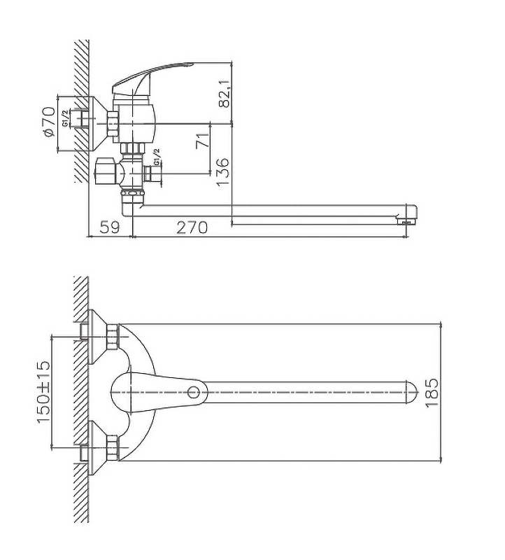 Смеситель для ванны Cron CN2121