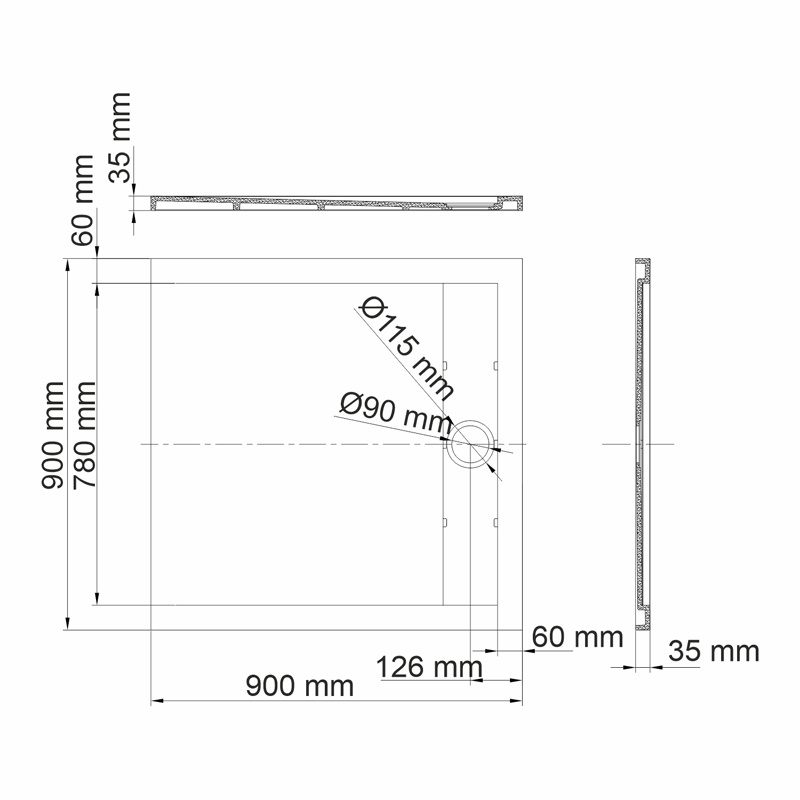 Душевой поддон (90х90) WasserKRAFT Abens 20T03