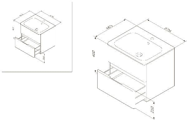 M55FHX0602WG BLISS, база под раковину, подвесная, 60см, ящики, белый, глянец, шт