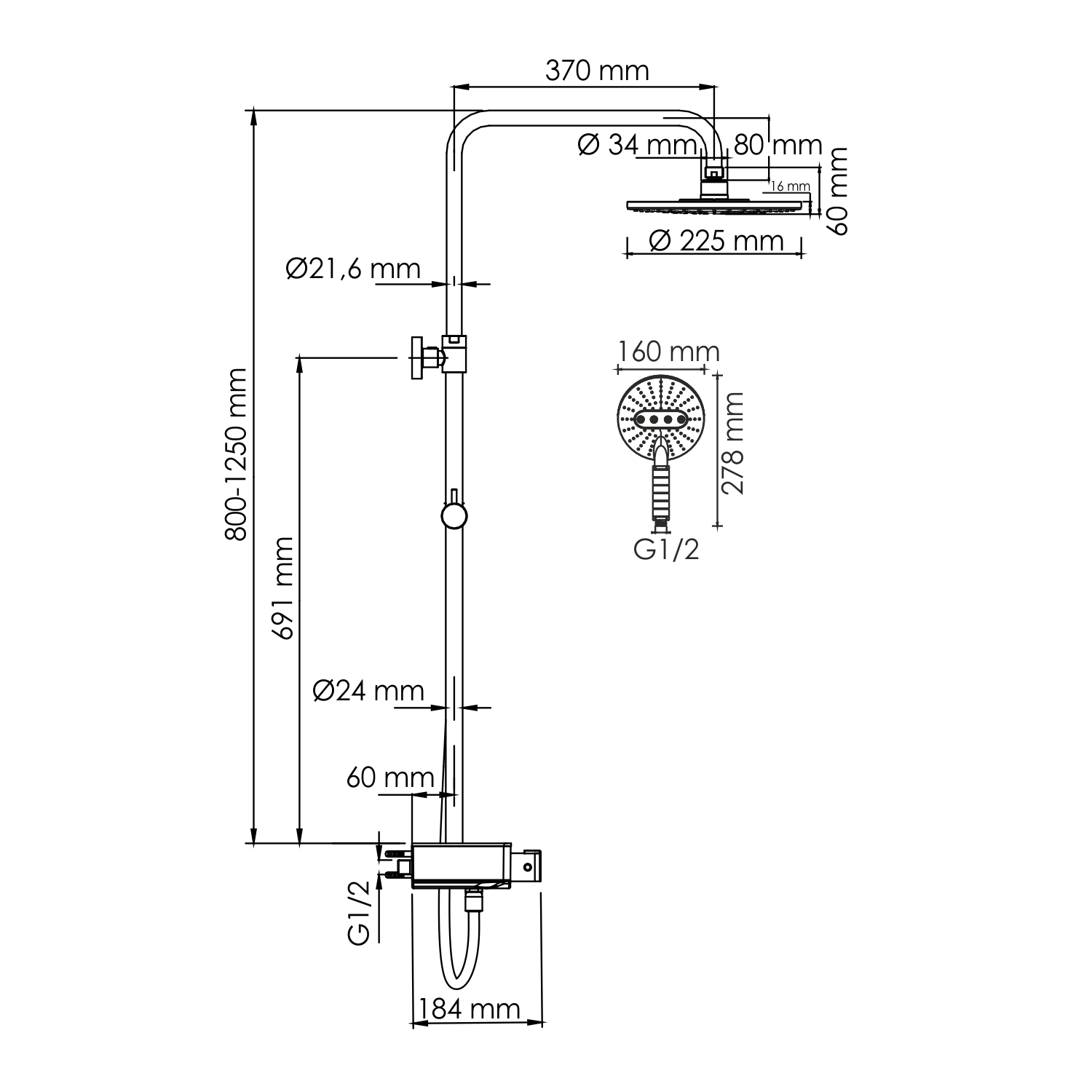 Душевая система WasserKraft A113.067.059.CH Thermo