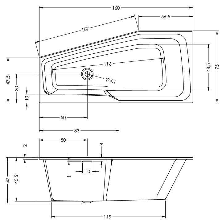 Акриловая ванна Riho Rething Space Plug&Play Riho Fall (170x90) (R) B113009005