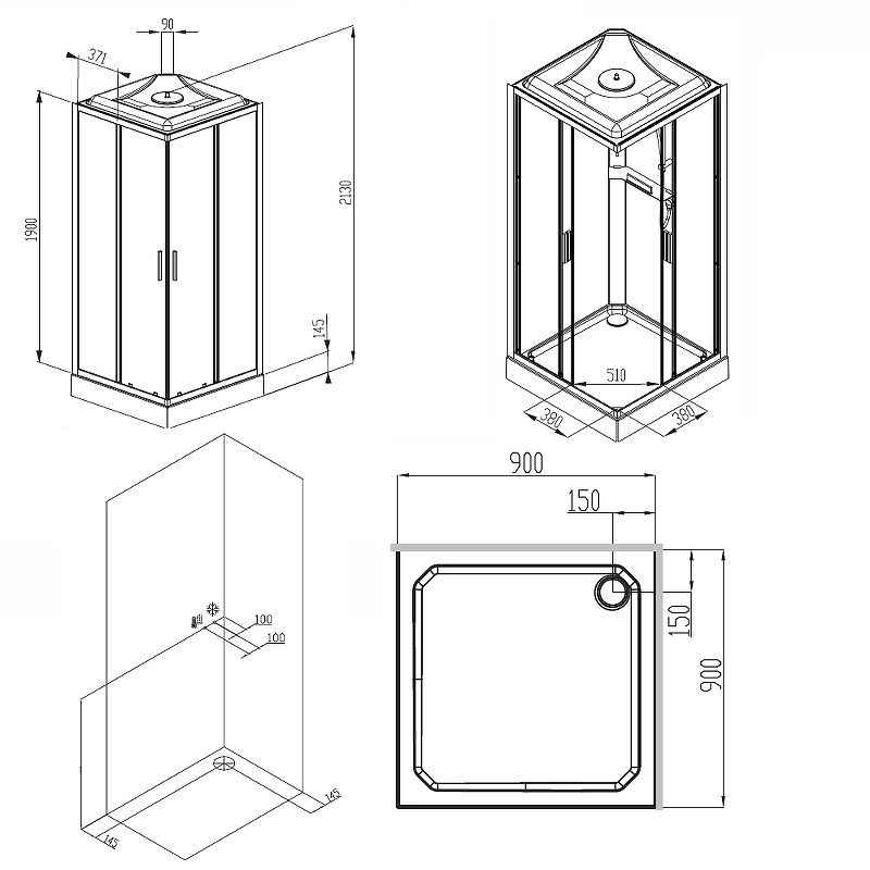 Душевая кабина AM.PM Gem 90х90 W90C-403-090MT