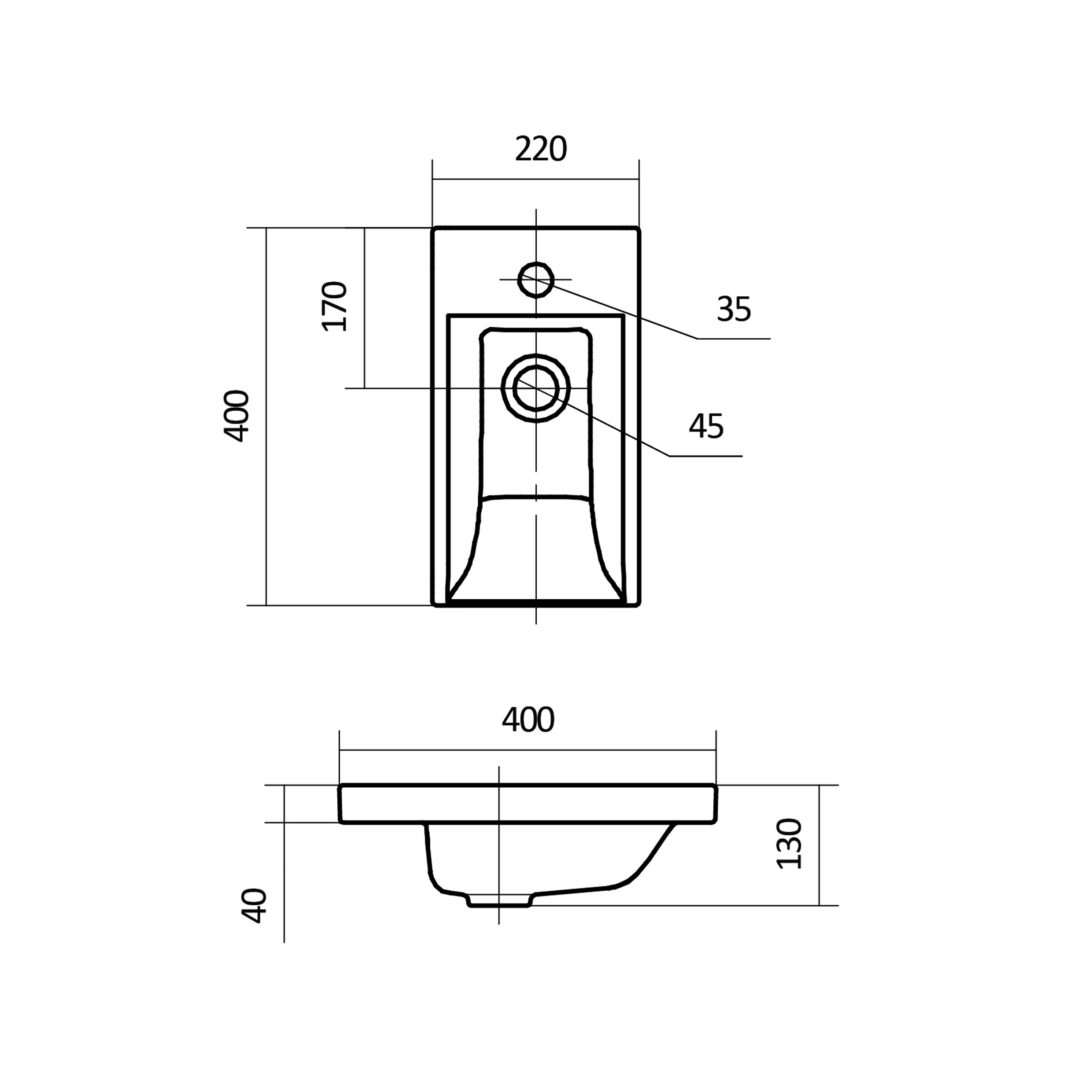 Раковина подвесная (40х22) Santek Миранда 40 1WH302500