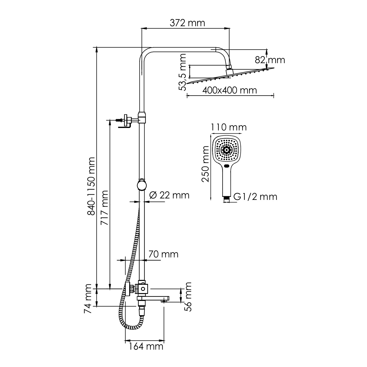 Душевая система WasserKraft A199.119.065.010.CH Thermo