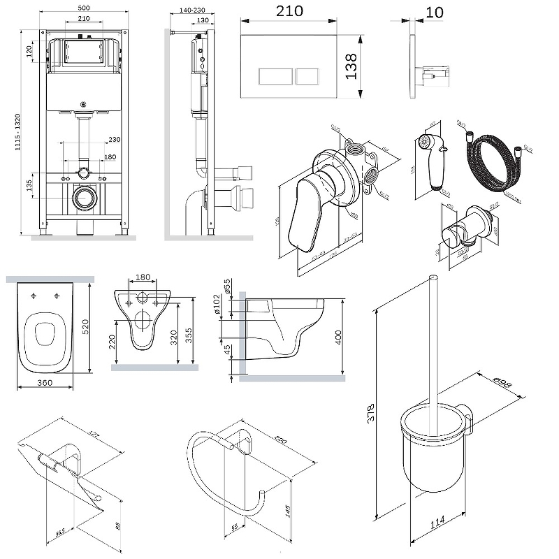 Комплект унитаза с инсталляцией и аксессуарами AM.PM Inspire V2.0 CK85GI